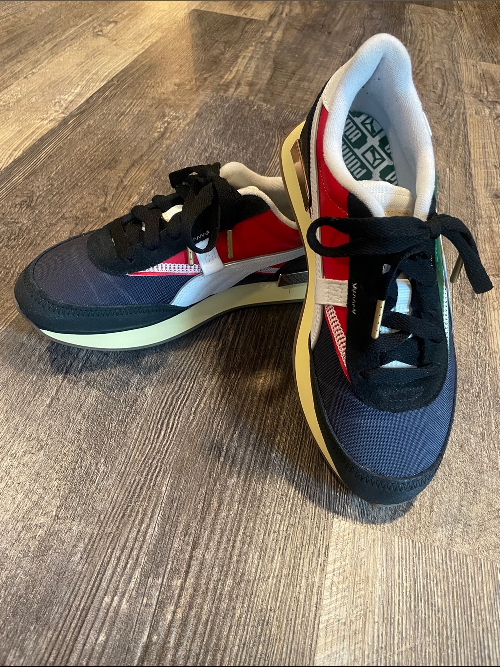 Puma Women’s Navy, Black, Red and White Retro-Style Sneakers